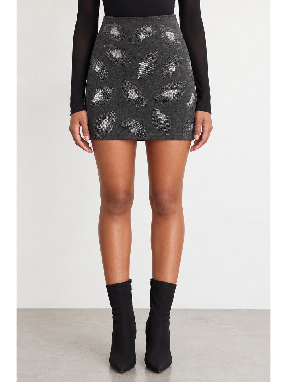 Philipp Plein Women’s Gray Embellished Mini Skirt Size S Designer
